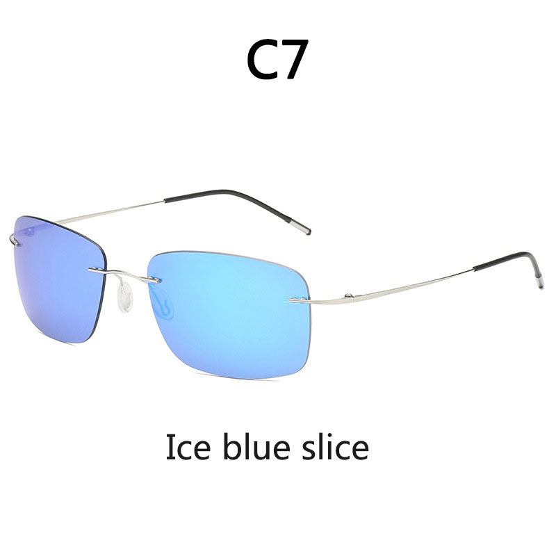 Rahmenlose polarisierte Sonnenbrille aus Titan für Fahrer, Nachtsichtbrille, zusammenklappbar, ultraleichte Titan-Sonnenbrille mit Farbfilm: Gelb