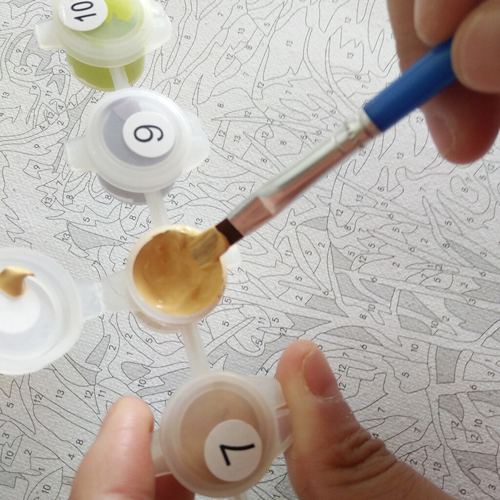 Peinture à l'huile avec numéros de paysage d'arbres sans cadre, quatre saisons, bricolage sur toile, création pour enfants et adultes