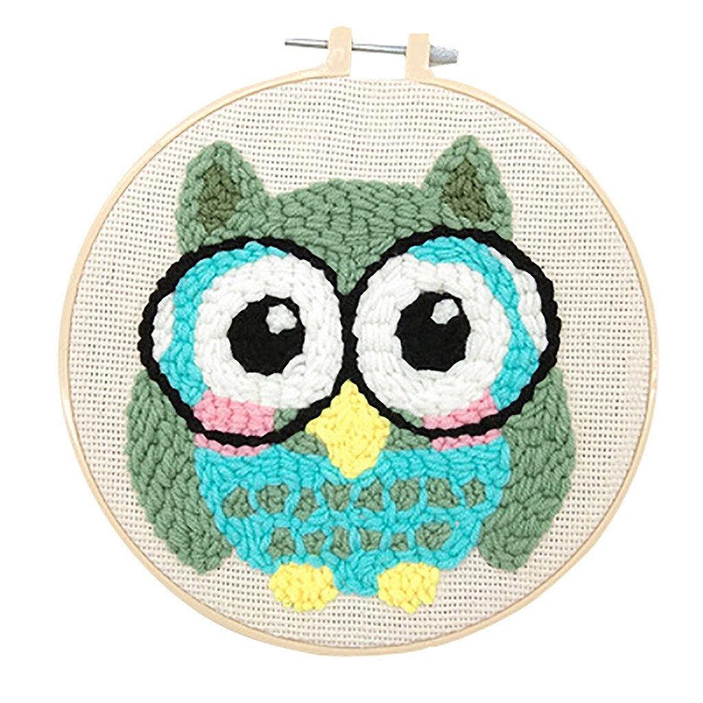 Cerceaux laine tissage ensemble bricolage dessin animé motif brodé russe Poking broderie matériel paquet poinçon aiguille broderie # F: D