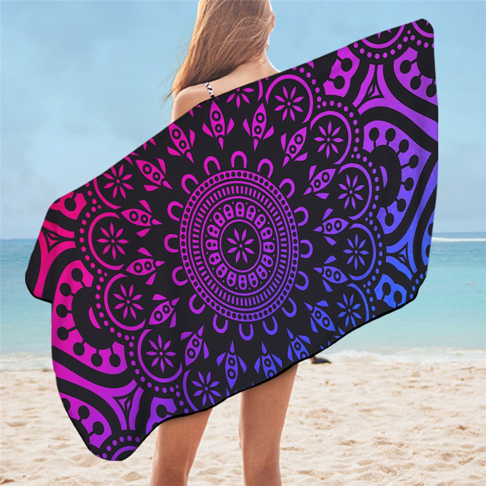 BeddingOutlet-Toalla de baño con Mandala para adultos, toalla de playa con flores coloridas, toalla de ducha de microfibra Bohemia para chicas, 75x150cm