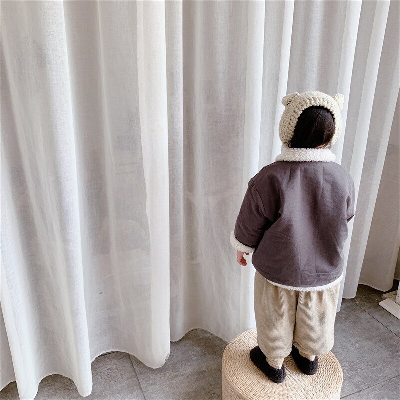 5551 herfst- en winterkinderkleding lam kasjmier katoenen gewatteerde jas babyjongens meisjes warme jas