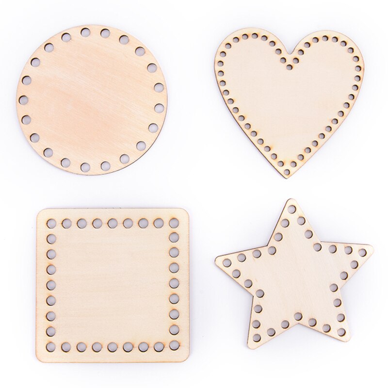 1pc naturlige tre kurver bunn hekle kurv hul broderi rask ramme veving forsyninger håndverk gjør diy