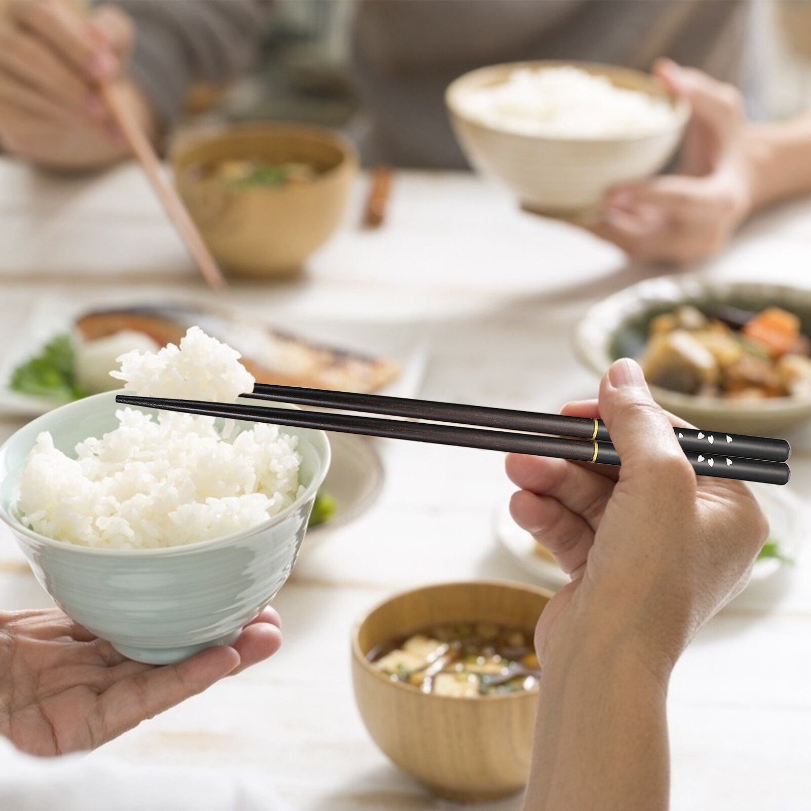 1 Set Wooden Chopsticks 4 Pairs Of Chopsticks Chopstick Holder