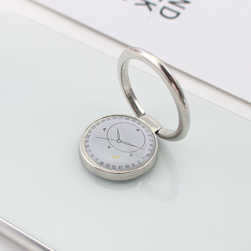 Small Fresh Mobile Phone Ring Holder Magnetic Car Bracket Tablet Stent Cute Watch Pattern Support Phone Stand for iphone X XS XR: silver ring white