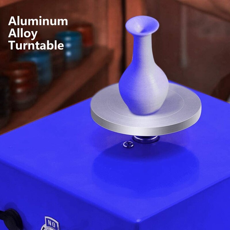 Rueda giratoria pequeña para cerámica, rueda eléctrica para máquina de alfarería, herramientas para arcilla con bandeja para trabajo de cerámica, enchufe europeo