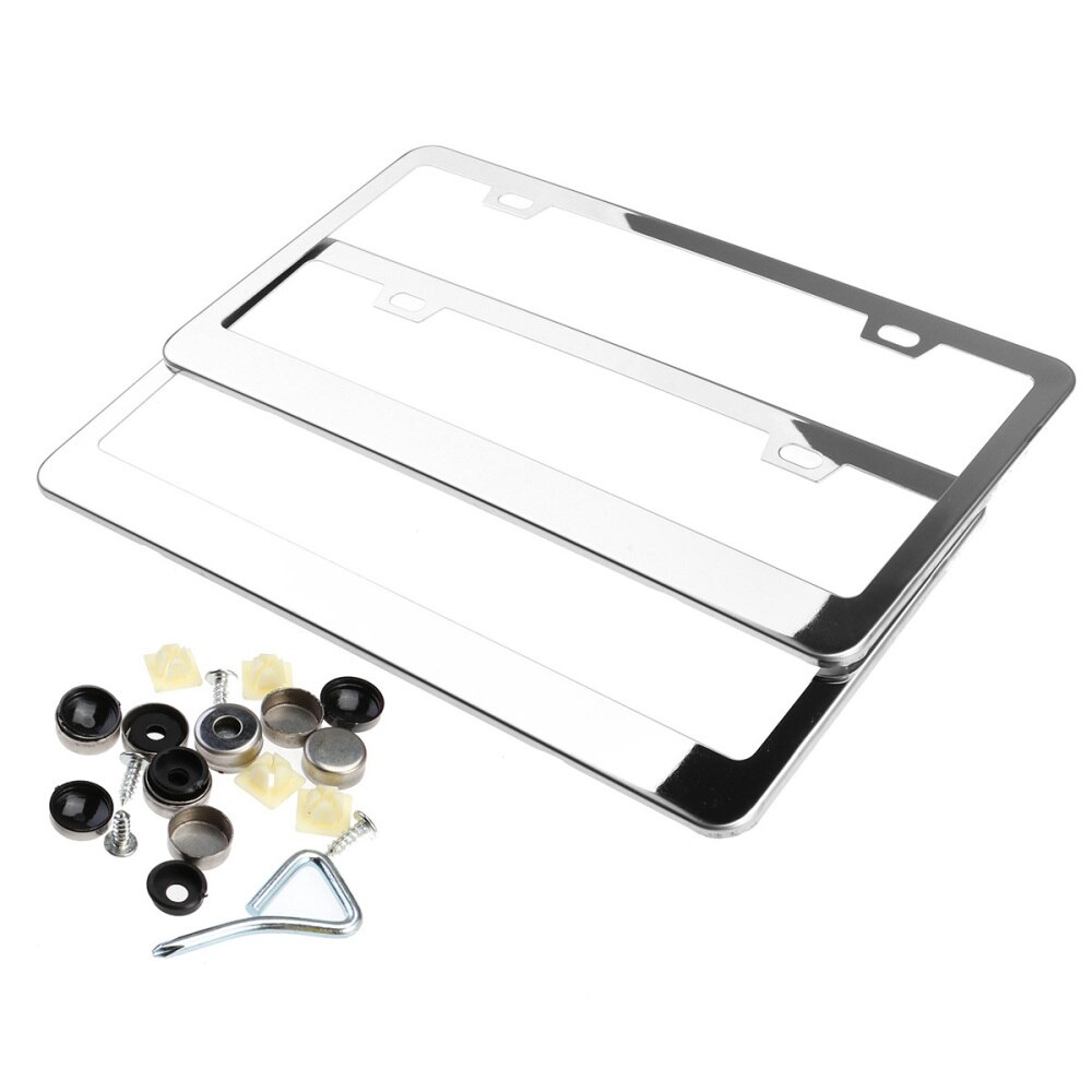 Set telaio targa auto con tappi a vite per targa usa Canada (argento): Default Title