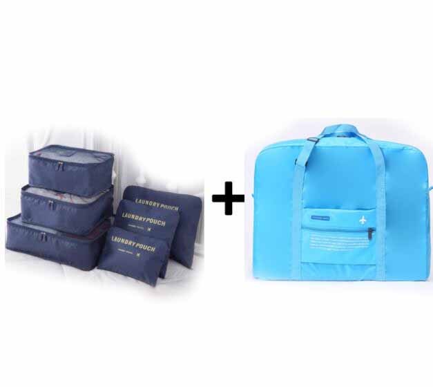 IUX Travel Handbags Clothes Organizer Travel Bag Large Capacity Bag Women Nylon Folding Bag Unisex Luggage Traveling: new deep blue