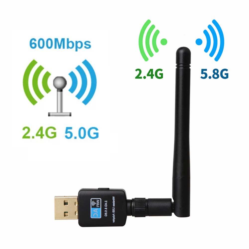 Terow 600Mbps Usb Wifi Adapter Dual Band 5.8Ghz + 2.4Ghz Usb Wifi Ontvanger Draadloze Netwerkkaart Usb wifi Met Hoge Snelheid Antenne