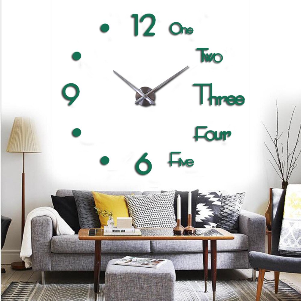 3D DIY Large Wall Clock Modern Silent Wall Sticker Clock Acrylic Mirror Self adhesive Wall Clocks Living Room Home Decor