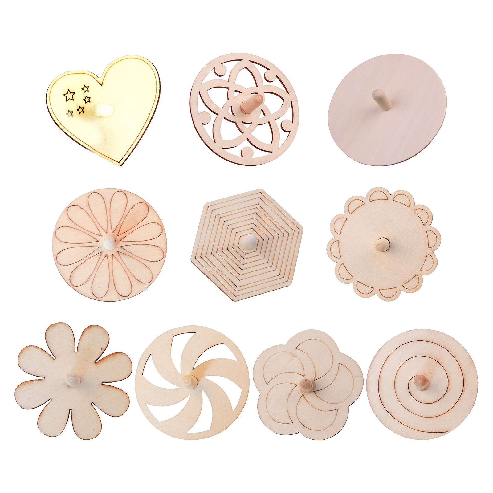 Jeu de toupies en bois pour enfant, jouets de bricolage, pour la pensée divergente, jeu de coloriage, d'anniversaire, 10 pièces