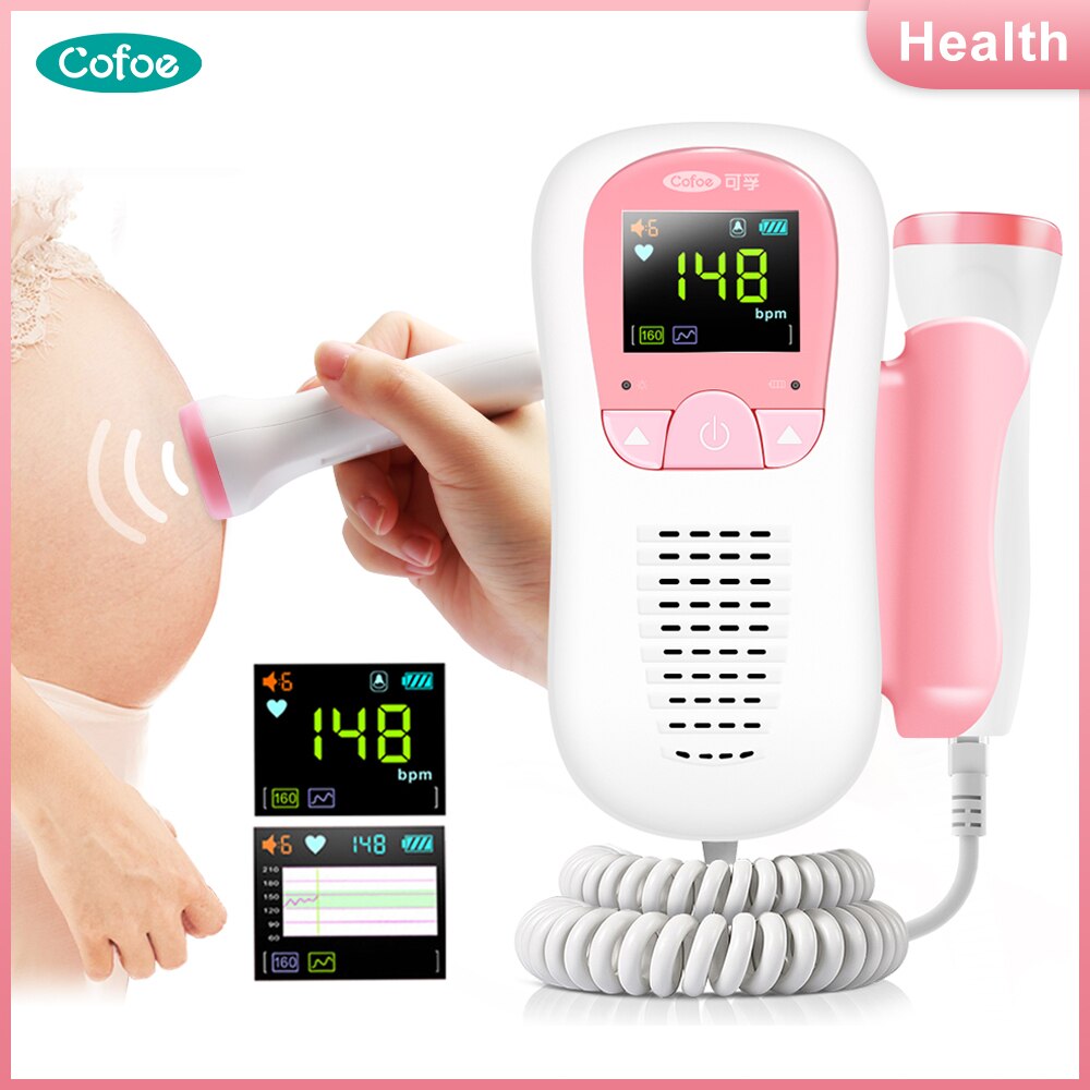 Cofoe doppler føtal pulsmåler ultralyd baby hjemme gravid lyd hjerteslag detektor til baby sundhedsmonitor 2.0 mhz