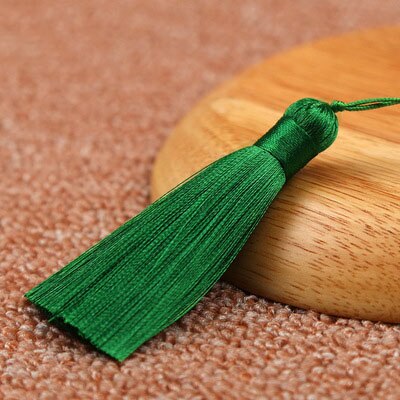 2 stücke 8cm Polyester Seide Quaste Pinsel Anhänger Ohrring Charme Satin Quaste DIY Schmuck Machen Hochzeit Wohnkultur zugriffs: Emerald green