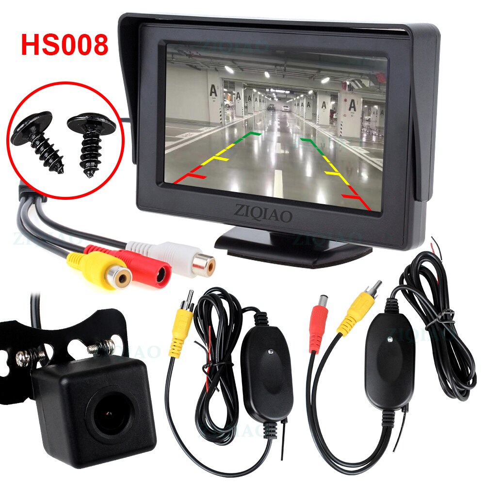 4.3 -tums fordons lcd-monitor trådlös backkamera videosändare mottagare kit backkamera för bil backskärm: Hs008