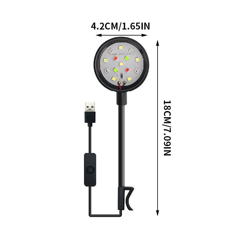 Aquariumlicht met adapter LED-clip op aquariumlicht, klein USB-licht met volledig spectrum 360 ° Rotatieverlichting: Paars