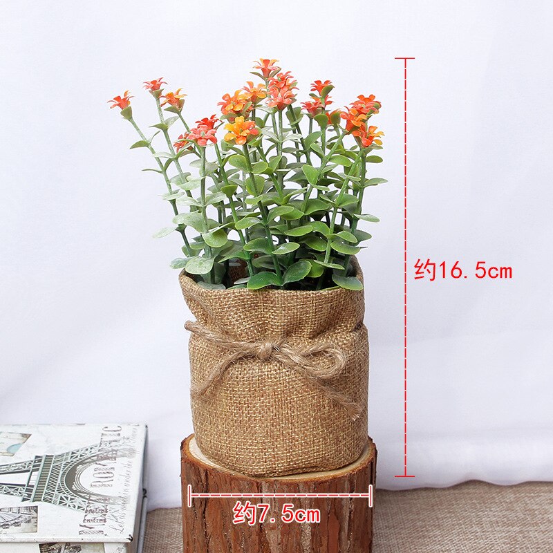 Amerikaanse pastorale stijl simulatie bloemen linnen kleine vaas decoratie knutselen simulatie bloemen vaas: Oranje