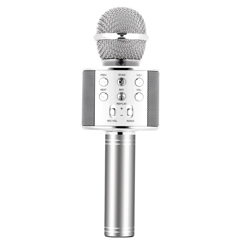 Portable Wireless Bluetooth Karaoke Microphone Handheld Speaking Singing Mic NIN668: Silver