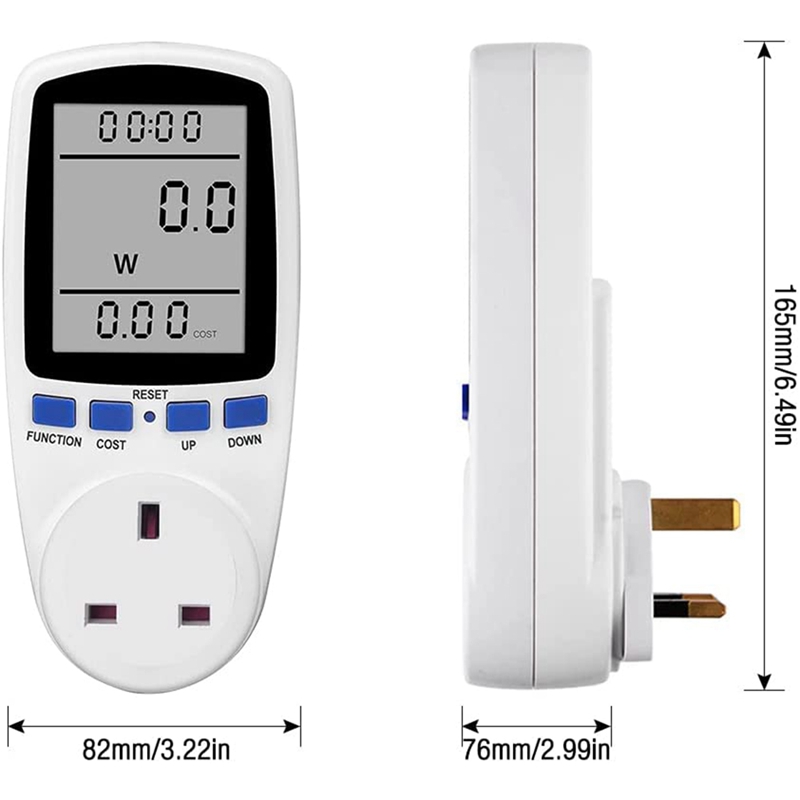 2 Pack Plug Electricity Power Consumption Meter, Power Meter Energy Monitor Electricity Usage Monitor UK Plug