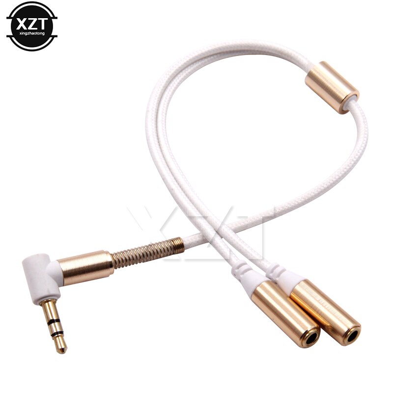 3.5Mm Koptelefoon Adapter Dubbele Jack Plug Stereo Hoofdtelefoon Splitter Voor Pc/MP3 Smartphone Player Audio Verlengkabels: WHITE