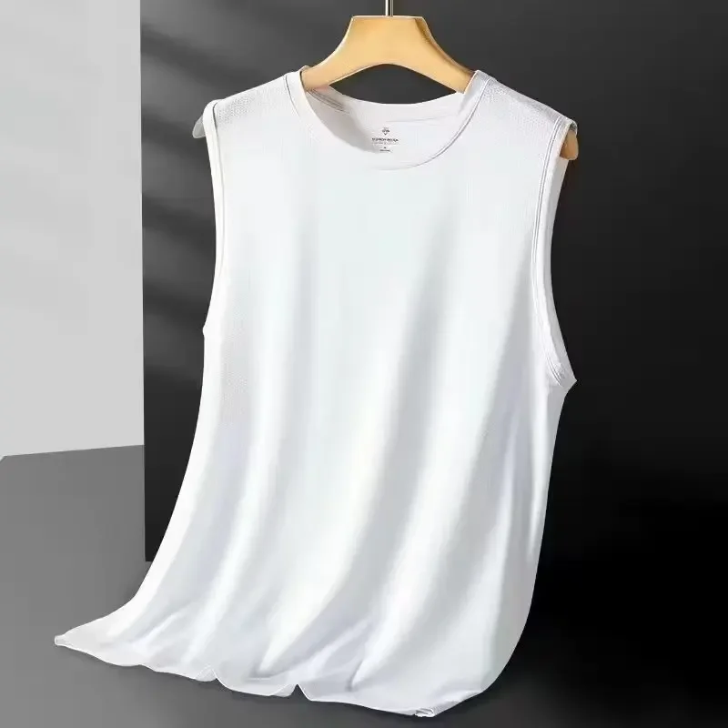 Herre issilke mesh vest let sports sommertøj ærmeløs t-shirt tanktop afslappet overtøj: Xxxl / Hvid