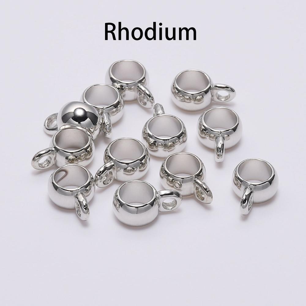 50 sztuk/partia wisiorek klip klamrami Bail haki CCB Big Hole paciorek Spacer luźne koraliki złącze do tworzenia biżuterii dostaw: Rhodium / 8mm x 50pcs