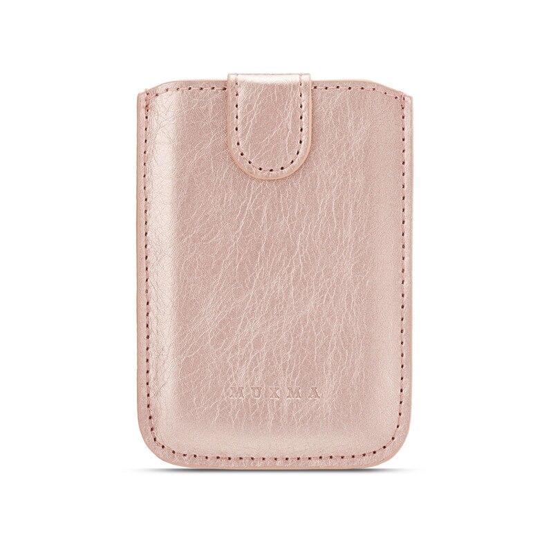 Leather 5 Cards Phone Holder Wallet Credit Card Holder 3M Adhesive Phone Sticker For iPhone Xiaomi RFID Card Pocket Sticker: Rose Gold