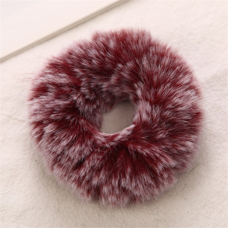 1Stck Winter Faux Pelz Kaninchen Haar Scrunchie Weiche Elastische Haar Bands Frauen Nette Pferdeschwanz Halfter Haar Zubehör