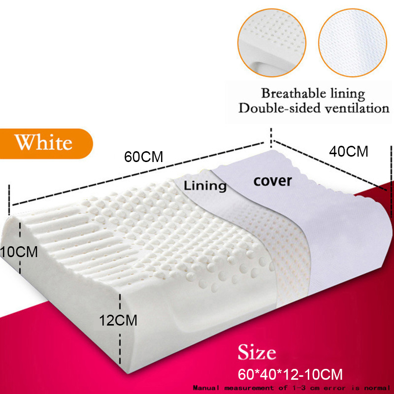 Natural Latex Neck Pillow Bedding Pillows Sleeping Pillows Health Care Orthopedic Pillow Cervical Massage Cushion Release Pain: 60x40cm