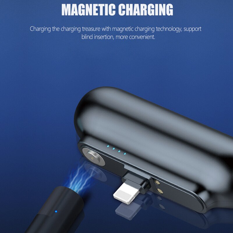 2600 Mah Mini Power Bank Terug Batterij Usb Type-C Kabel Voor Iphone 11 Pro Xs Samsung Xiaomi Draagbare power Bank Magnetische Charger