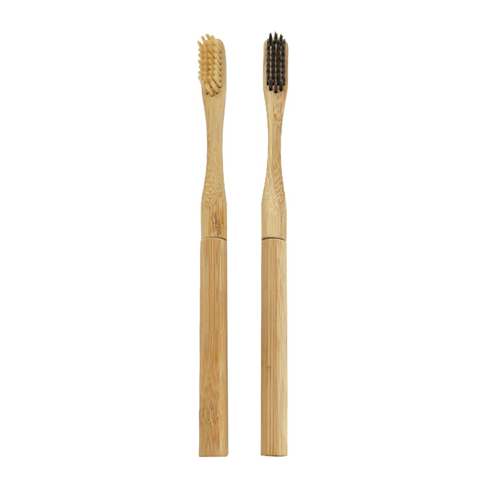 Bamboo Toothbrush with Plug-in Replacement Brush Heads Change Head ToothBush Teeth Care Cleaning Brushes for Travel Living Bath: Black and Beige