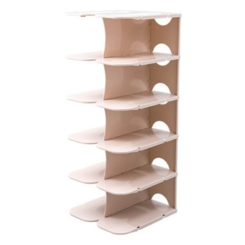 6 Layers Shoe Organizer Rack DIY Assembly Stackable Adjustable Multifunction Storage Shelf Stand Box for Entryway Closet: Khaki