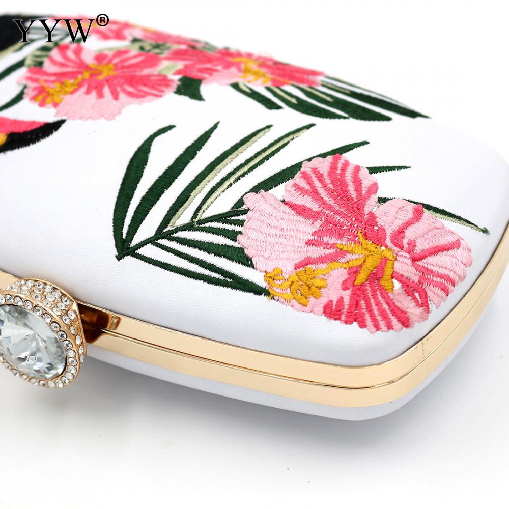 YYW hafty torebki wieczorowe dla kobiet 2019 moda Matel torby z uchwytem górnym kobiet biały kryształ górski sprzęgła torebka torba