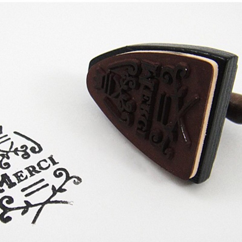 DIY Cute Wooden Vintage Flatiron Stamps Iron Merci Stamp for Diary Photo Album 639