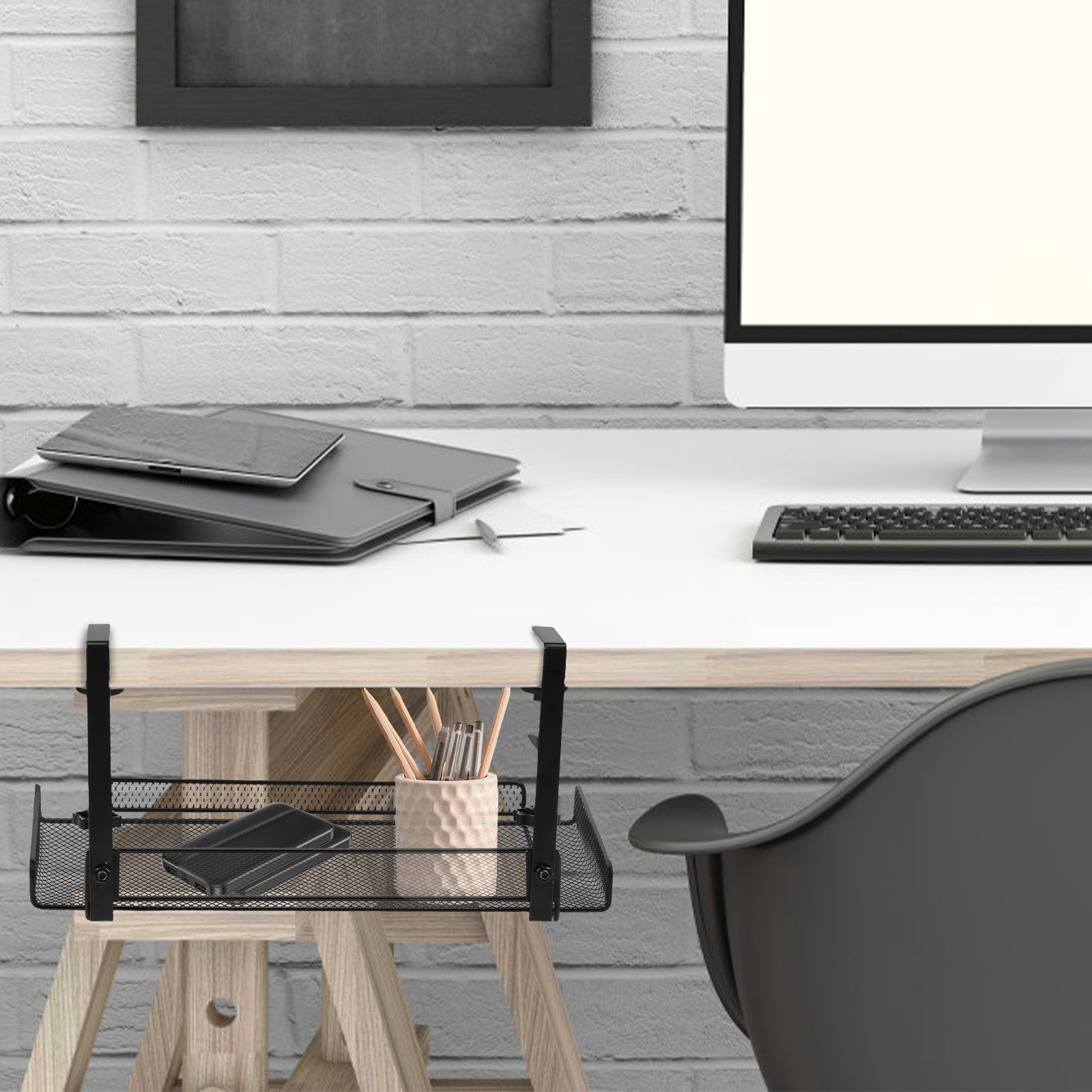 Onder bureau kabelbeheer lade computer bureau draadorganizer geen boren snoerhouder voor thuis keuken opslagaccessoires