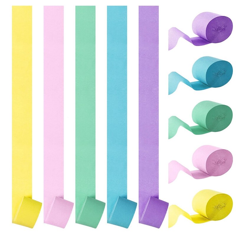 10 Rolls Pastel Rainbow Crepe Paper Streamers Birthday Party Decoration Paper for Wedding Festival Ornament Supplies