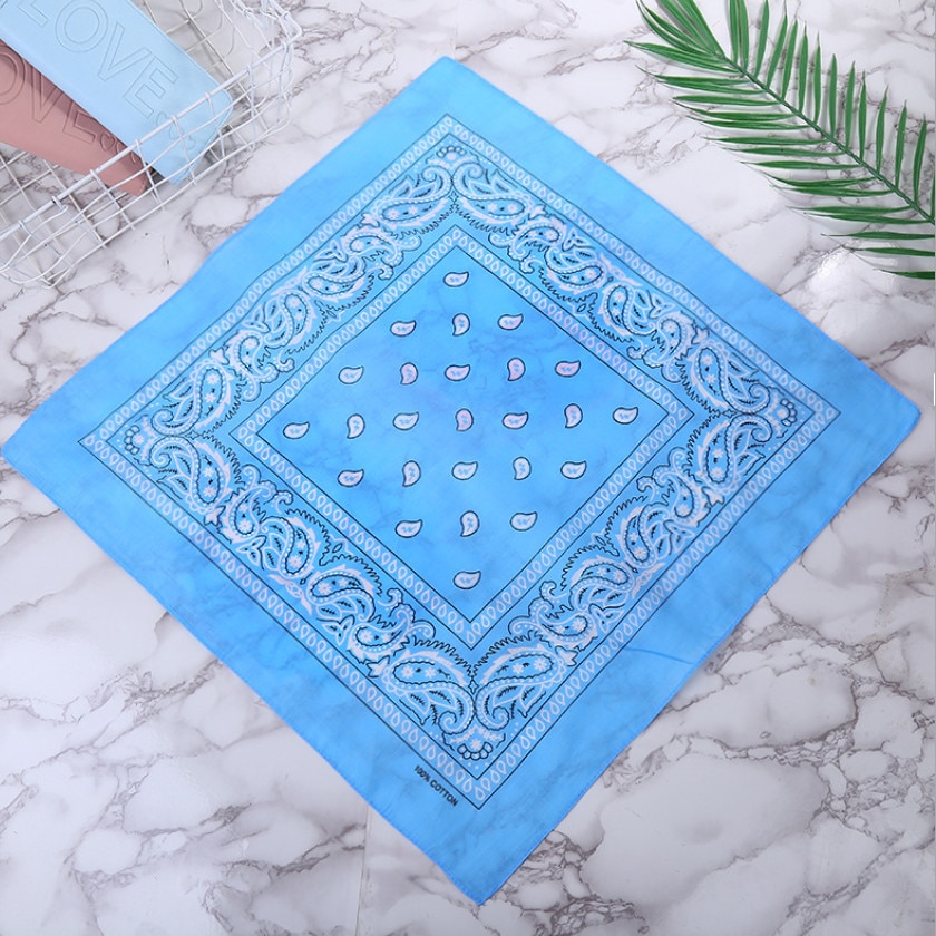 Hoofdband Unisex Mode Katoenen Bandana Vierkante Sjaal Voor Vrouwen Mannen Hoofdband Hoofddeksels Dubbelzijdig Hoofd Wrap Haaraccessoires: Sky Blue