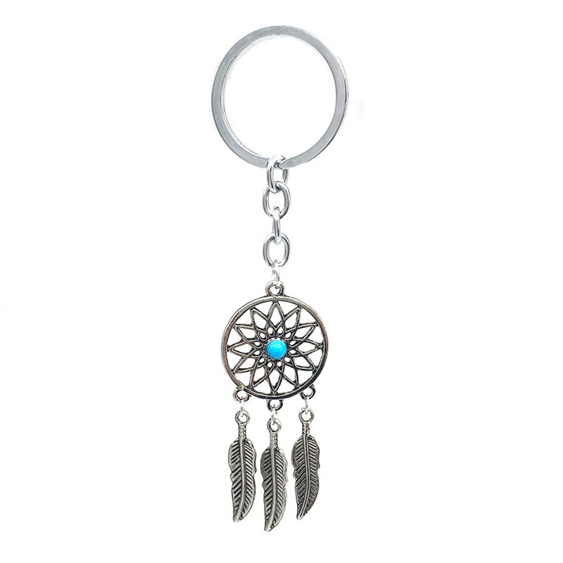 Dream Catcher Tone Key Chain Silver Ring Feather Tassels Keyring Toy Keychain For