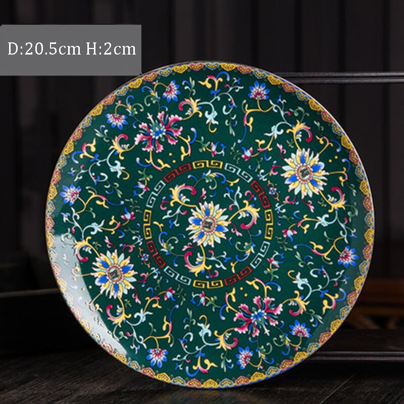 Chinese Ceramic Plates Golden Stroke Enamel Decorative Porcelain Dinner Plate Dinner Steak Pasta Dishes Restaurant Serving Tray: Y