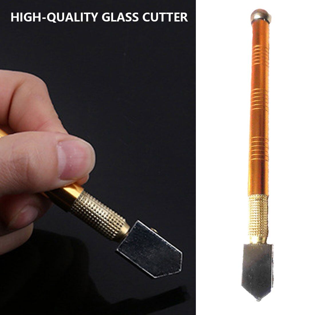 Glass Cutter Diamond Tip Steel Blade Cutting Tool Oil Feed Glass Cutter Antislip Metal Handle 173mm For Hand Tool Glass Cutting