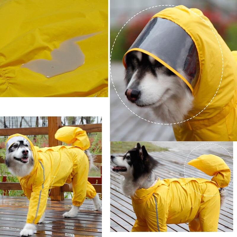 Hond Regenjas Waterdichte Overalls Voor Medium Grote Honden Lange Mouw Jumpsuit Kleding Met Kap Regenachtige Dag Apparel