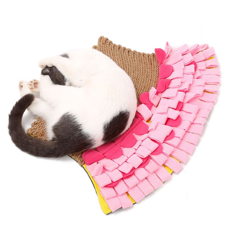 Fishtail Home Cat Scratch Pad Snuffle Mat Nosework Blanket Play Sniffing Training Toys Great for Stress Release Paw