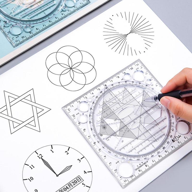 Multifunctional Drawing Ruler Resin Measuring Drawing Construction Architect Draft Tool Furniture Template H2E0