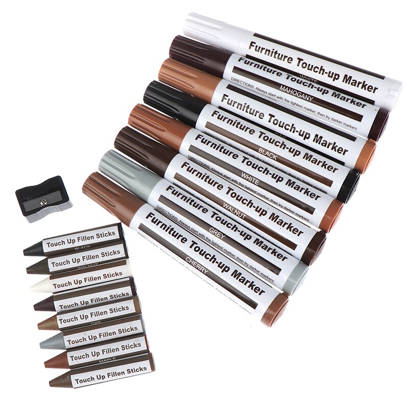 17 stk møbler touch up kit markører & fyldstof pinde træ ridser gendanne kit ridse patch maling pen træ komposit reparation
