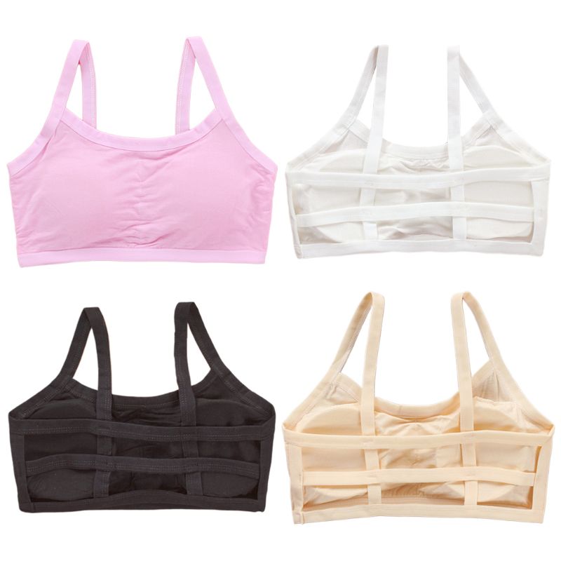 junior pubertet jenter spaghetti stropper bh undertøy hule ut ryggløse stropp bralette ensfarget trådløs polstret Vest