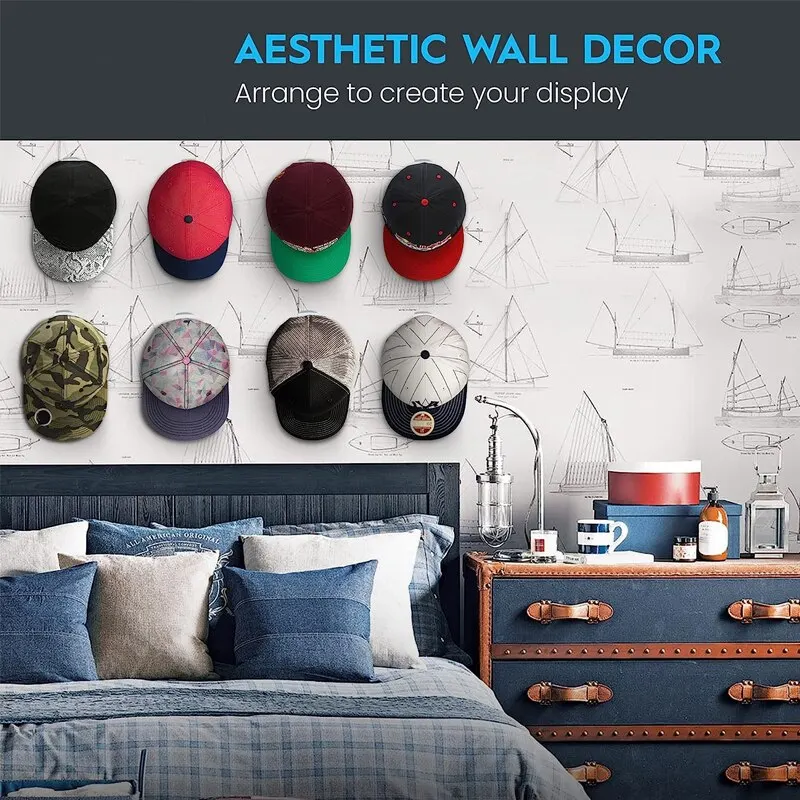 Soporte para gorras, gancho para gorra de béisbol, soporte para sombrero de Simple negro, estante de almacenamiento para collares y auriculares, armario para ropa, 10 Uds.