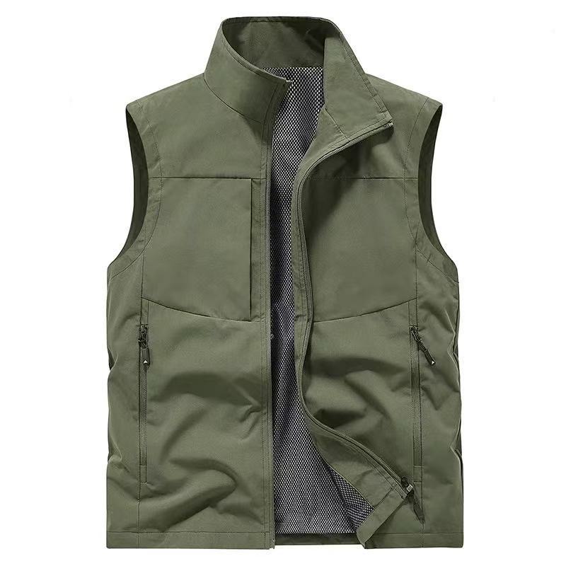 Chaleco fino de gama alta con cuello levantado para hombre, Top transpirable para exteriores, otoño e invierno