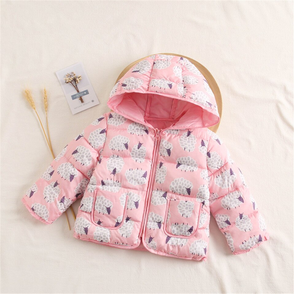 Barn vinterjacka för barn flickor silver guld svart pojkar casual huva kappa babykläder ytterkläder barn parka jacka snödräkt: Rosa / 90cm