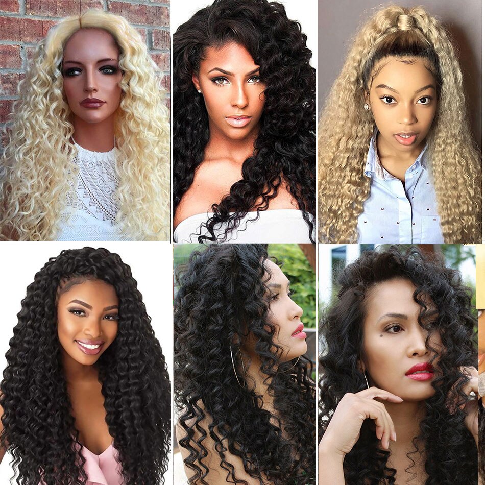 Deep Wave Synthetic Clip In Hair Extensions Double Weft 7 Pieces/Lot Full Head Brown Blonde For Women By BOOMING HAIR