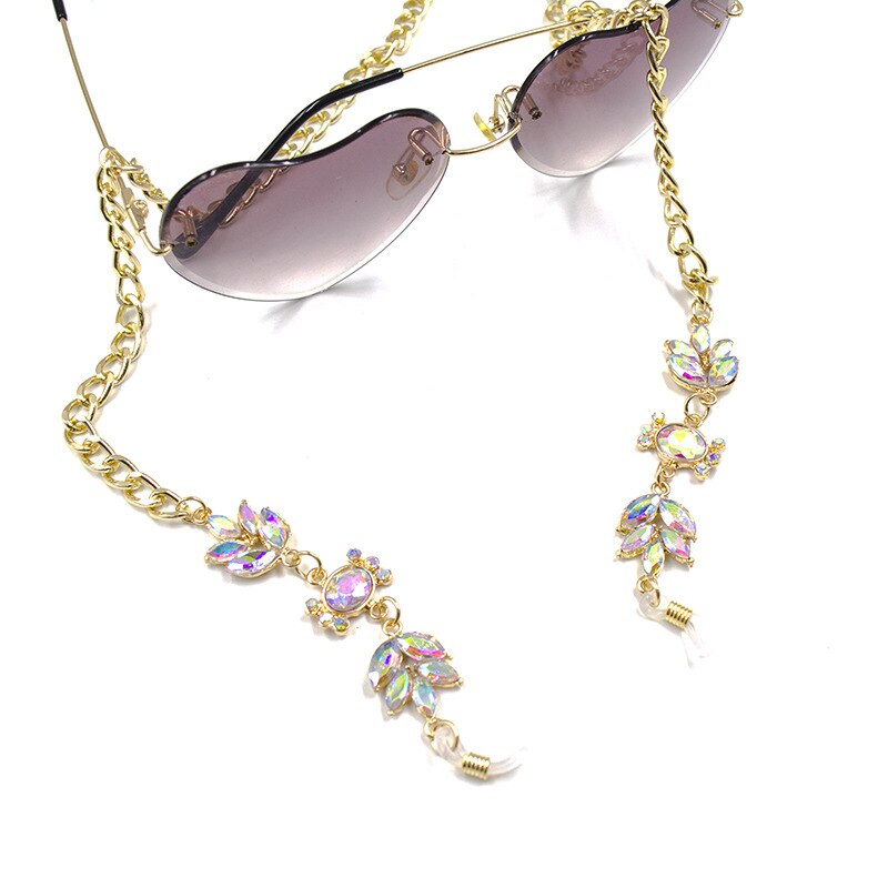 Brilketting - brillenketting - ketting voor bril - Bohemian - Swarovski Look - Goud