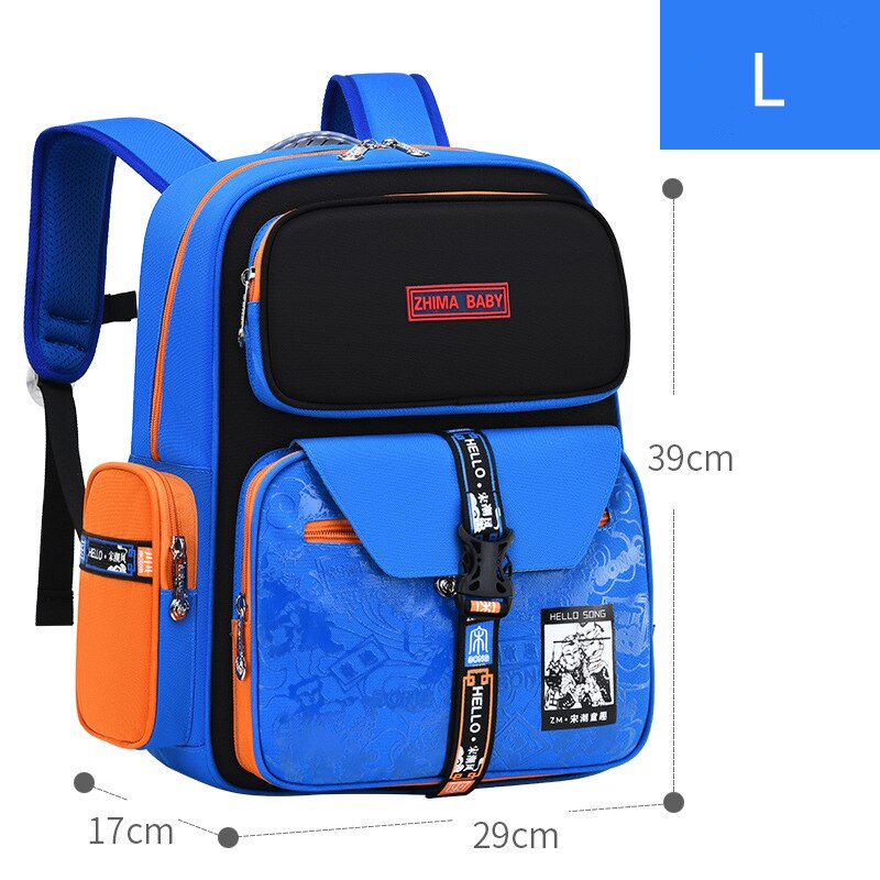 Chinese Stijl Retro Kinderen Orthopedische Schooltas Voor Tiener Jongens Meisjes 2 Size Student Rugzakken Kids Schooltassen Mochila: L blue