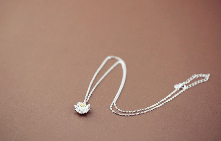 925 Sterling Silver lotus Collane &amp; Pendenti Con Gemme E Perle Per Le Donne Sterlina di Alta Qualità-argento-gioielli